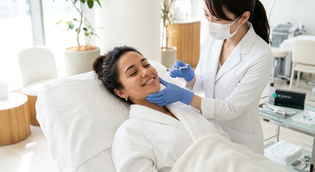 リジュランを施術している綺麗な女性
