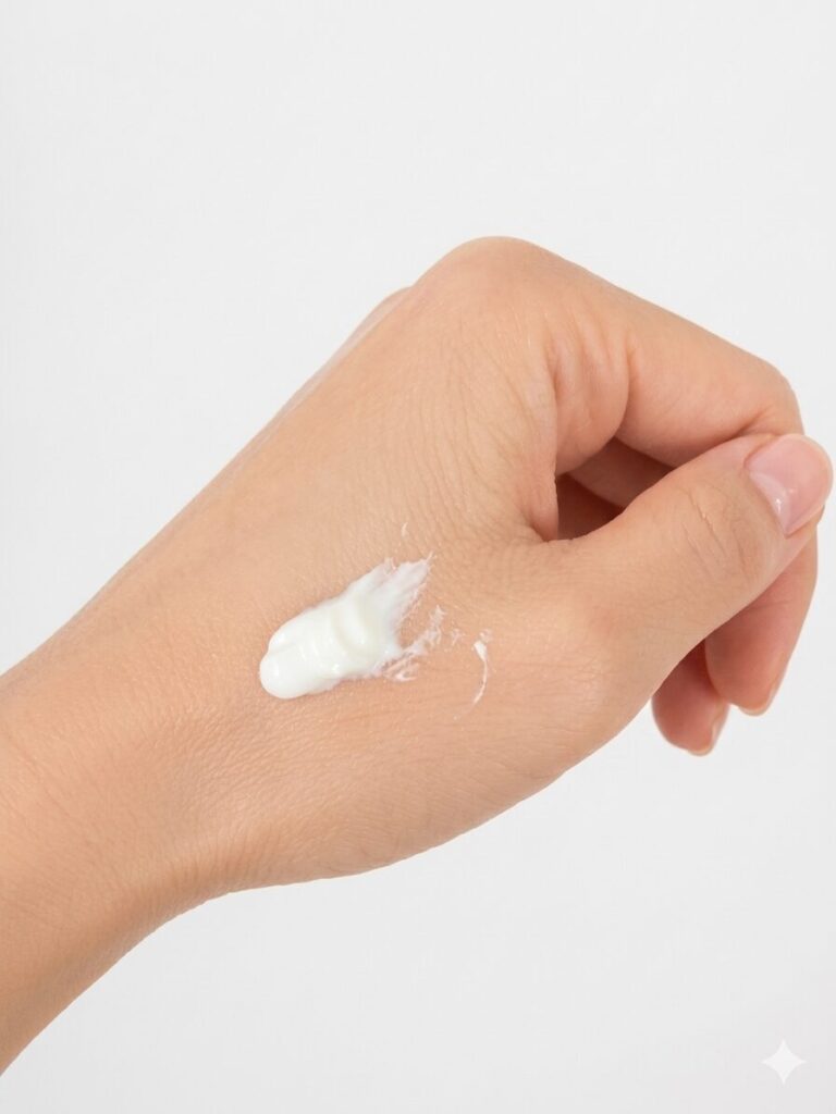 アネッサの日焼け止めを屁の項に出した画像