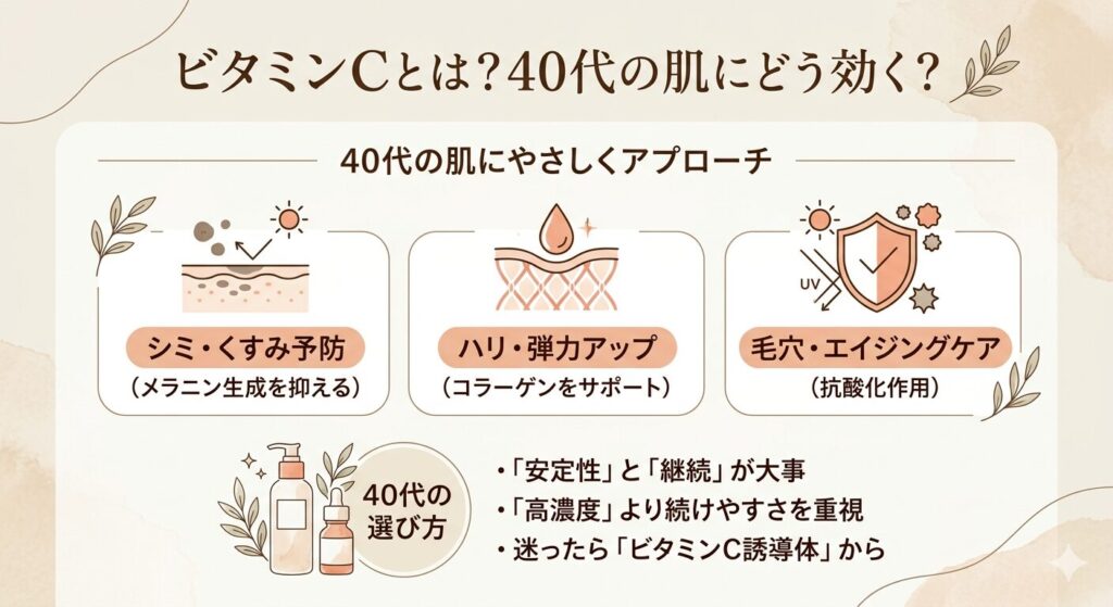 ビタミンCとは？をイラストでわかりやすく、解説した画像
