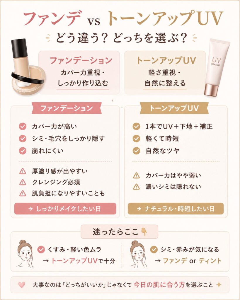 ファンデーションとトーンアップティントの違い画像