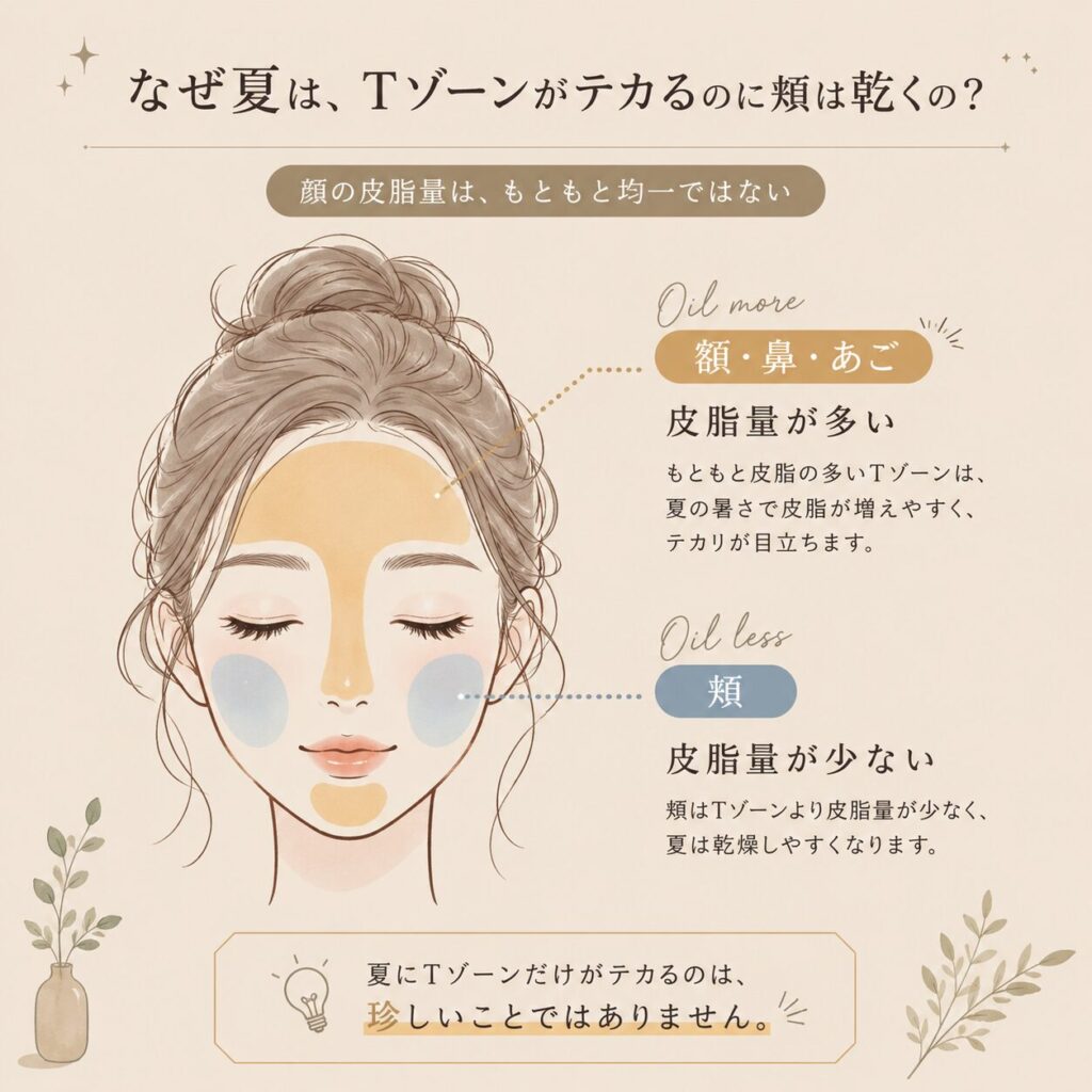 皮脂分泌量をわかりやすくイラスト化した画像
